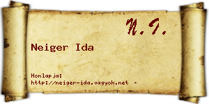 Neiger Ida névjegykártya